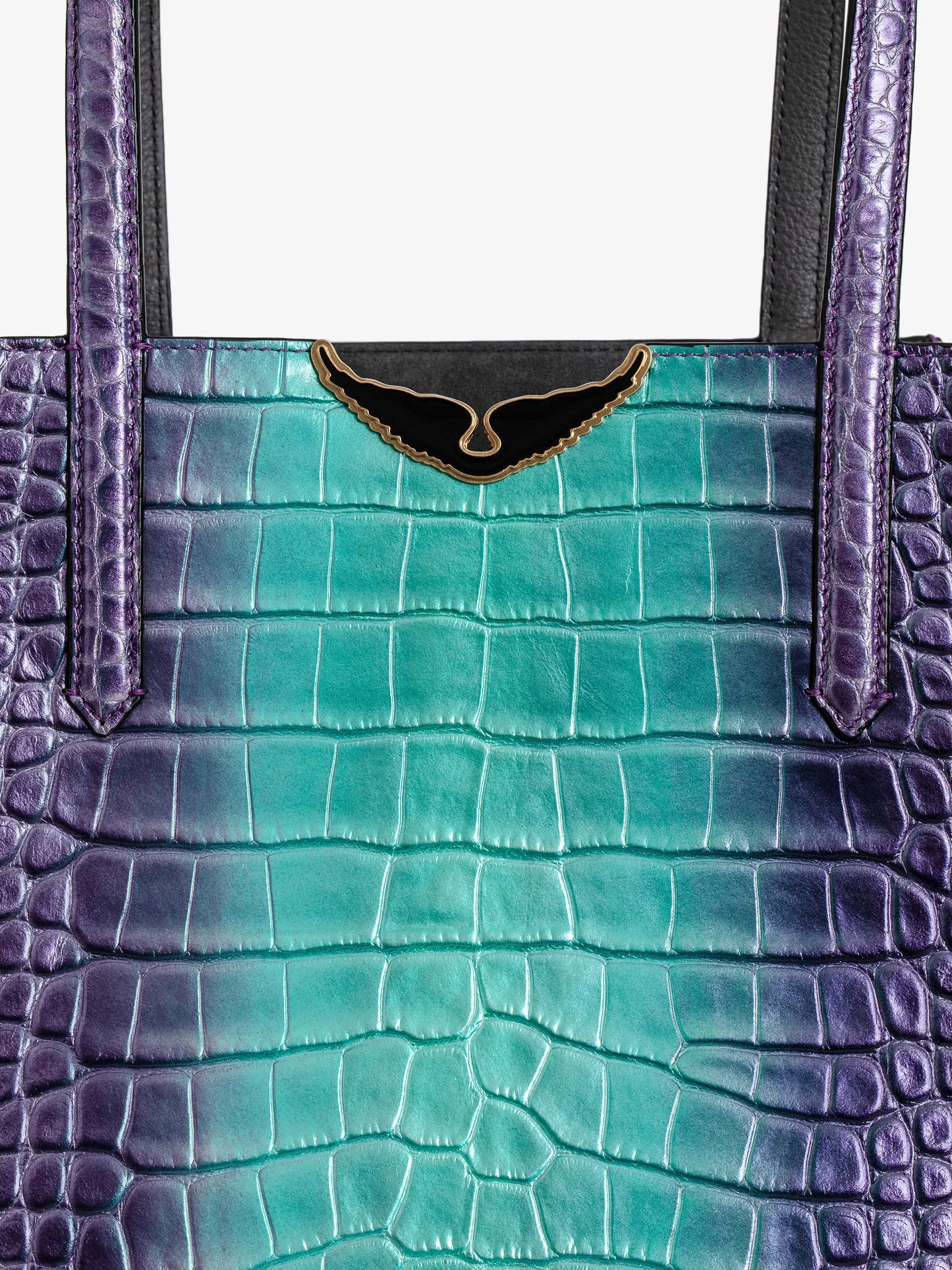 Sac Le Borderline Métallisé Embossé cabas violet femme