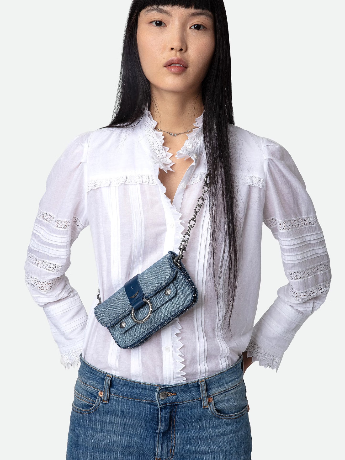Sac Kate Wallet Denim Glitter mini sac bleu femme