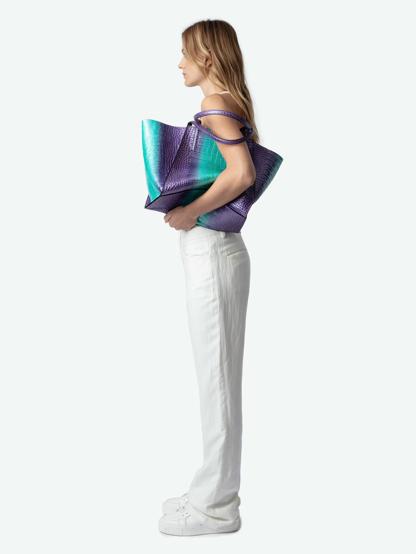 Sac Le Borderline Métallisé Embossé cabas violet femme