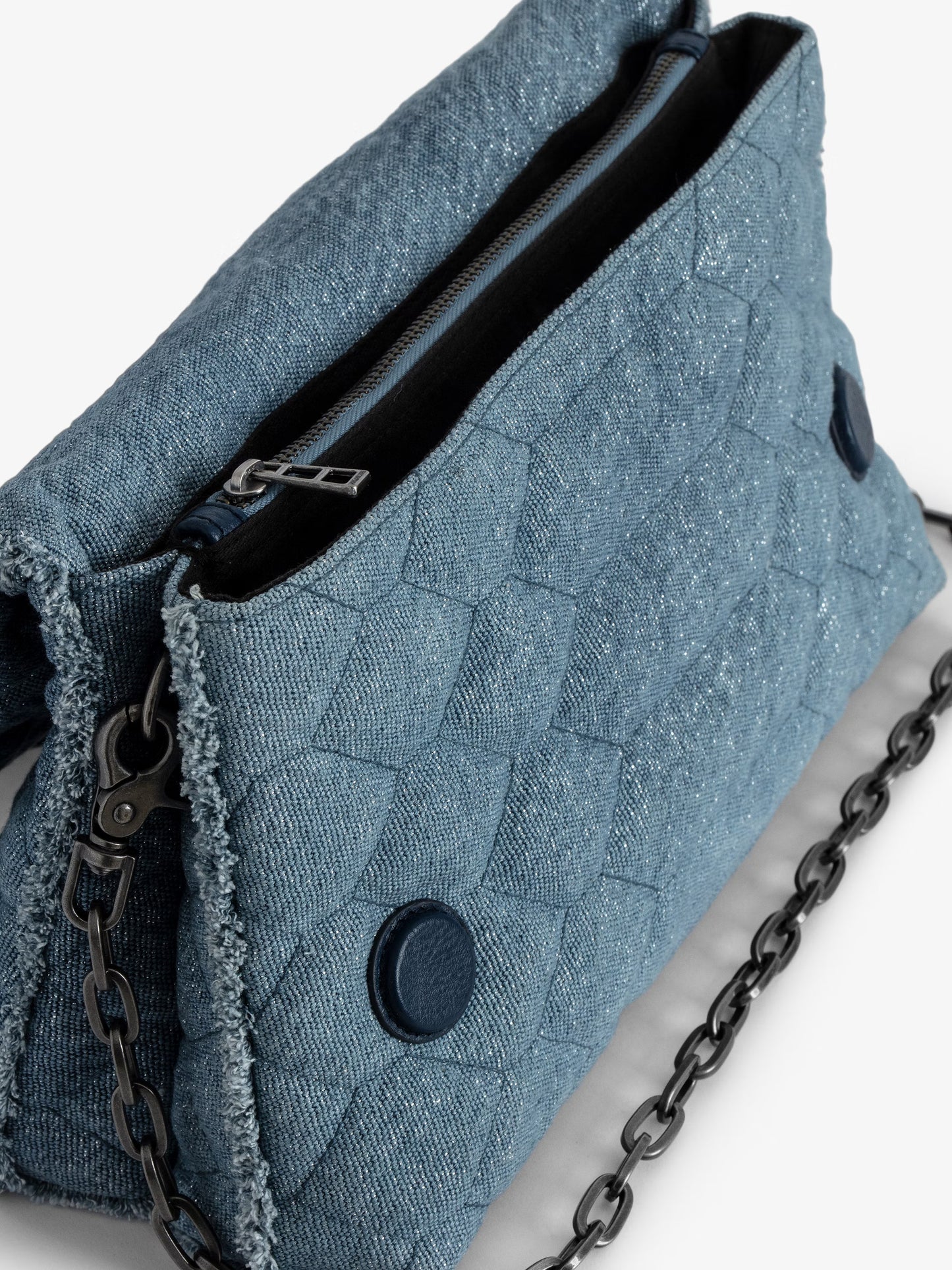 Sac Rocky Denim Glitter Matelassé sac bleu femme
