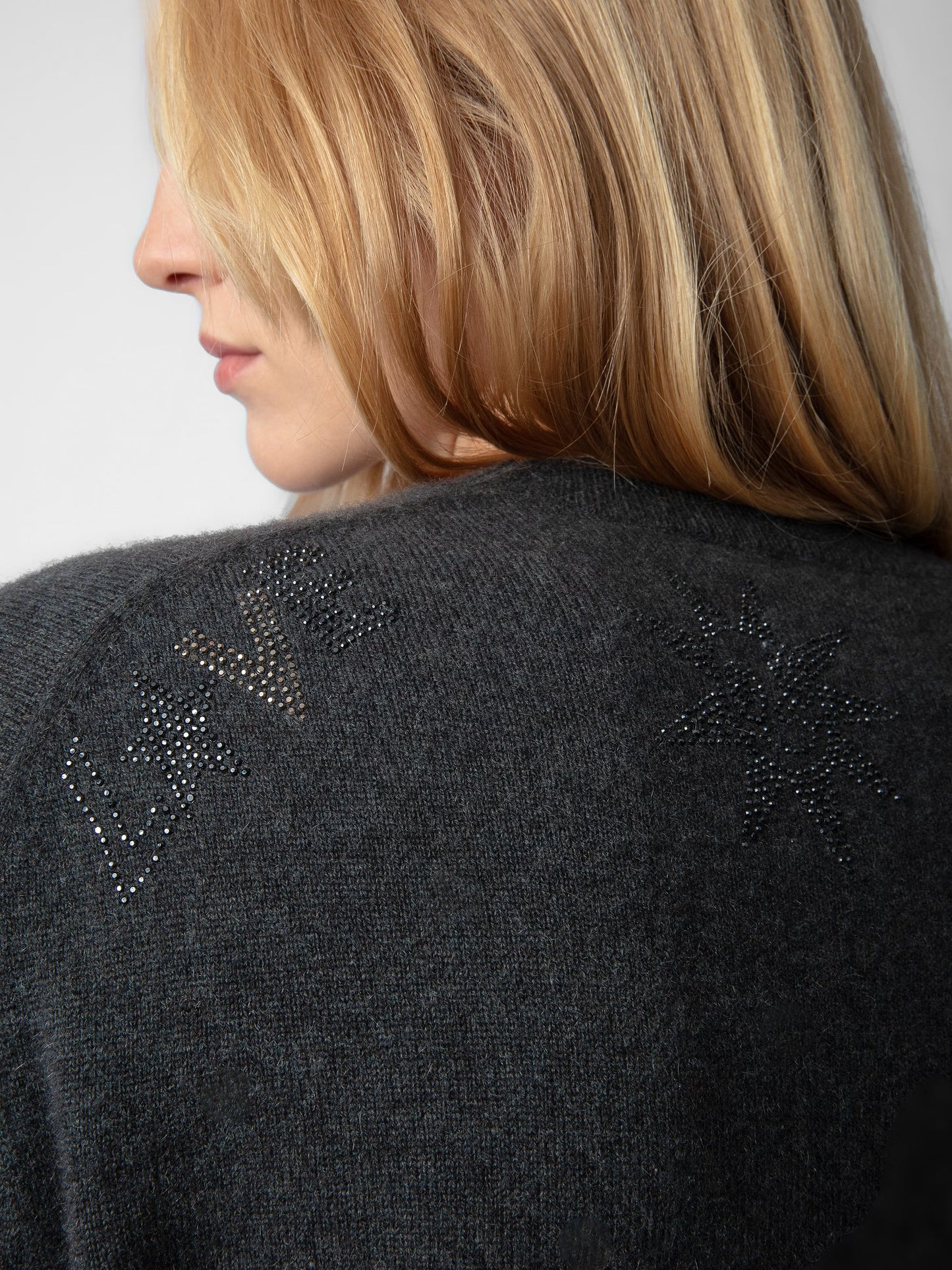 Pull Pravis Cachemire Strass pull gris femme