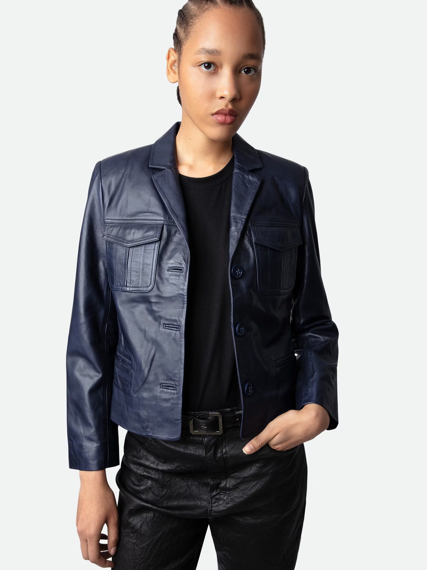 Blouson Liams Cuir blouson marine femme