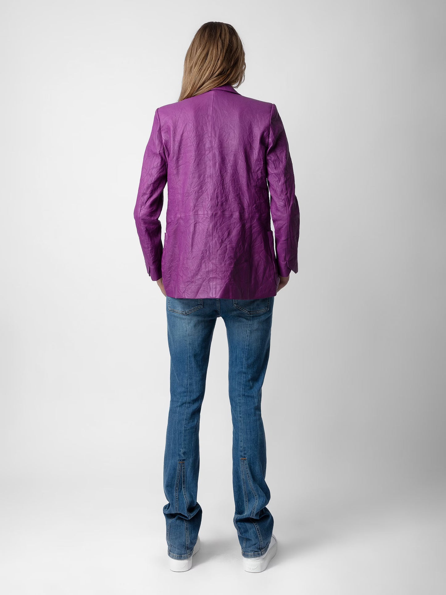 Blazer Visko Cuir Froissé blazer violet femme