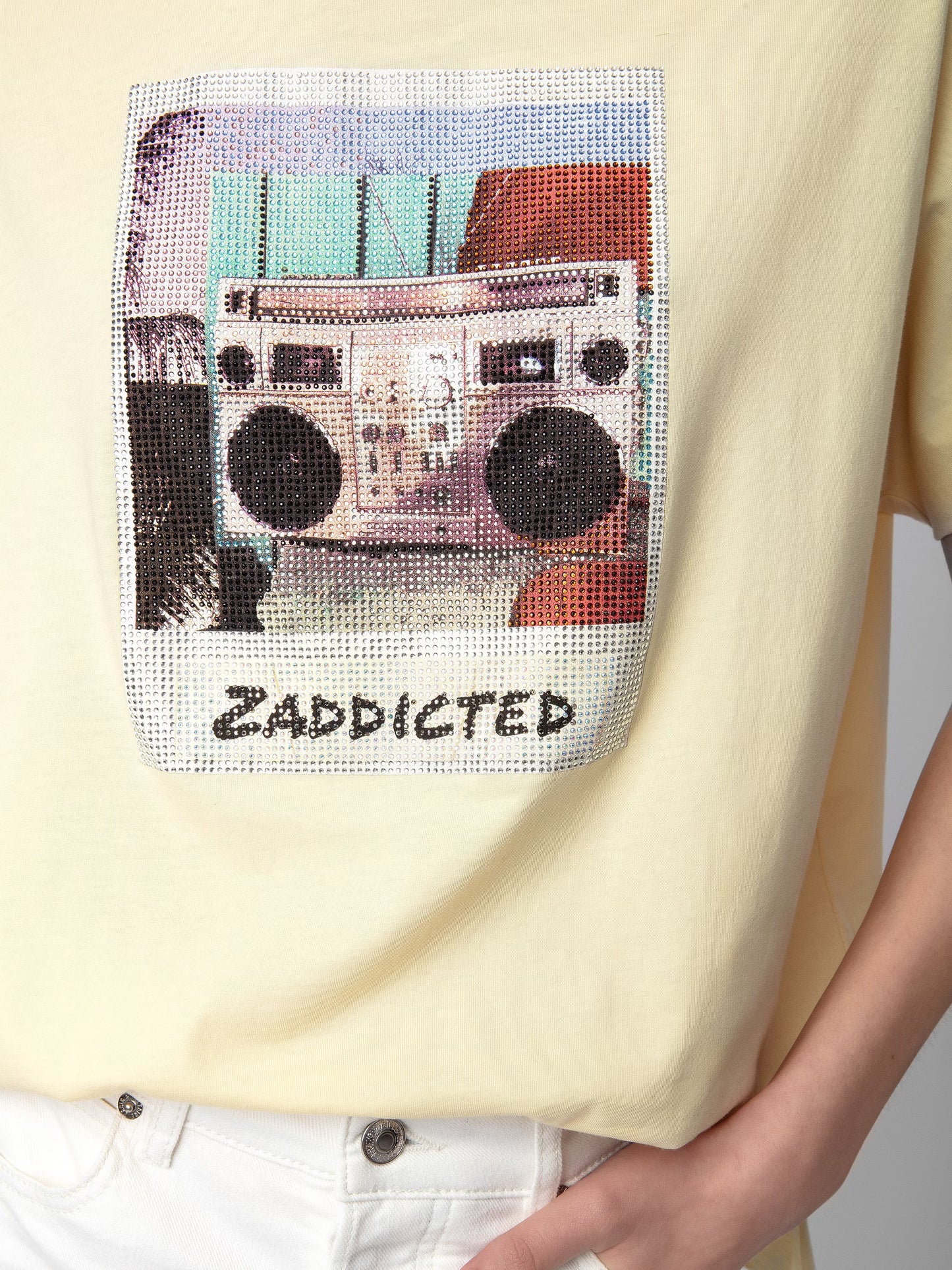 T-shirt Tommer Photoprint Strass t-shirt jaune femme