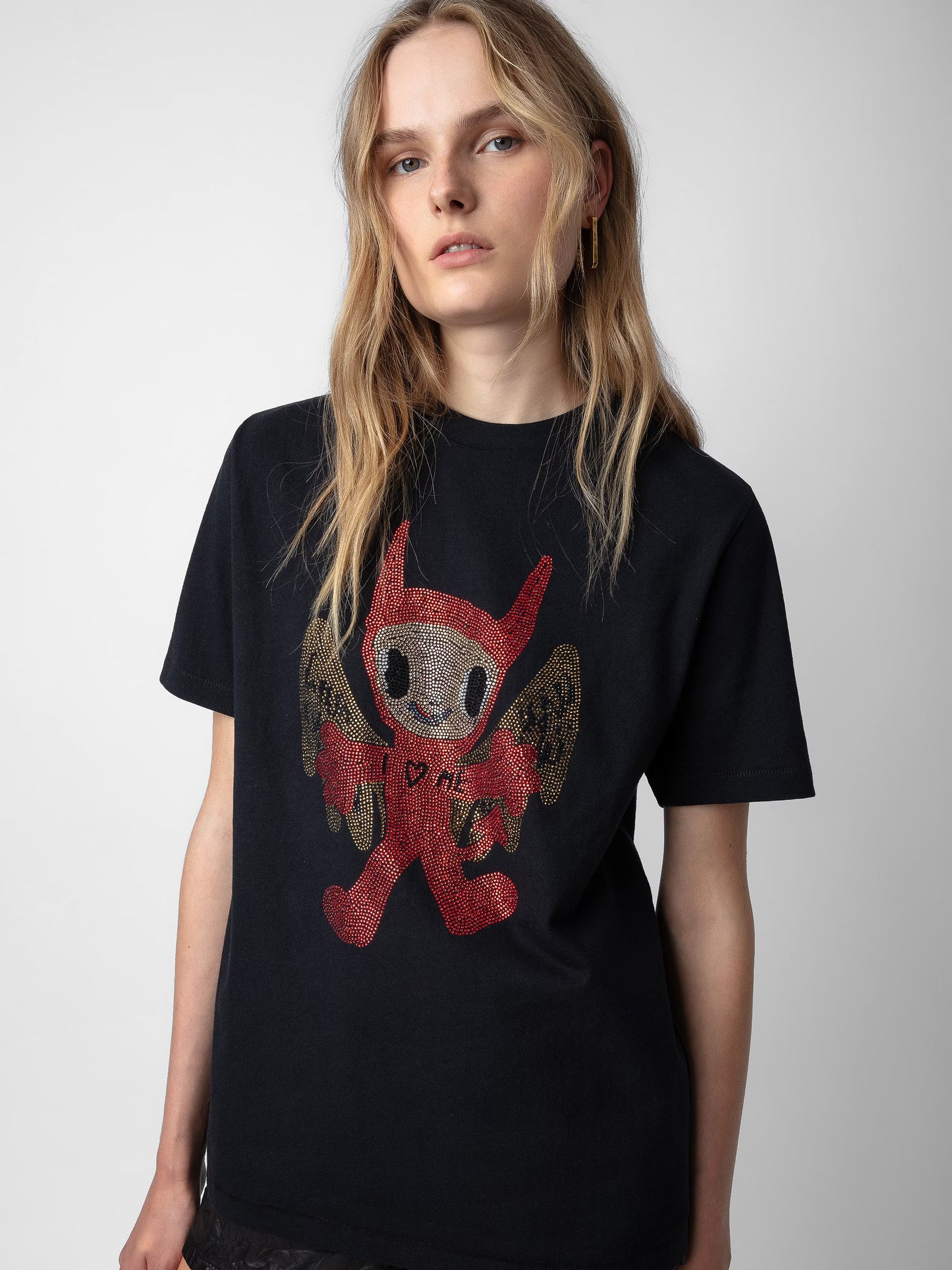 T-shirt Edwin Devil Strass t-shirt noir femme