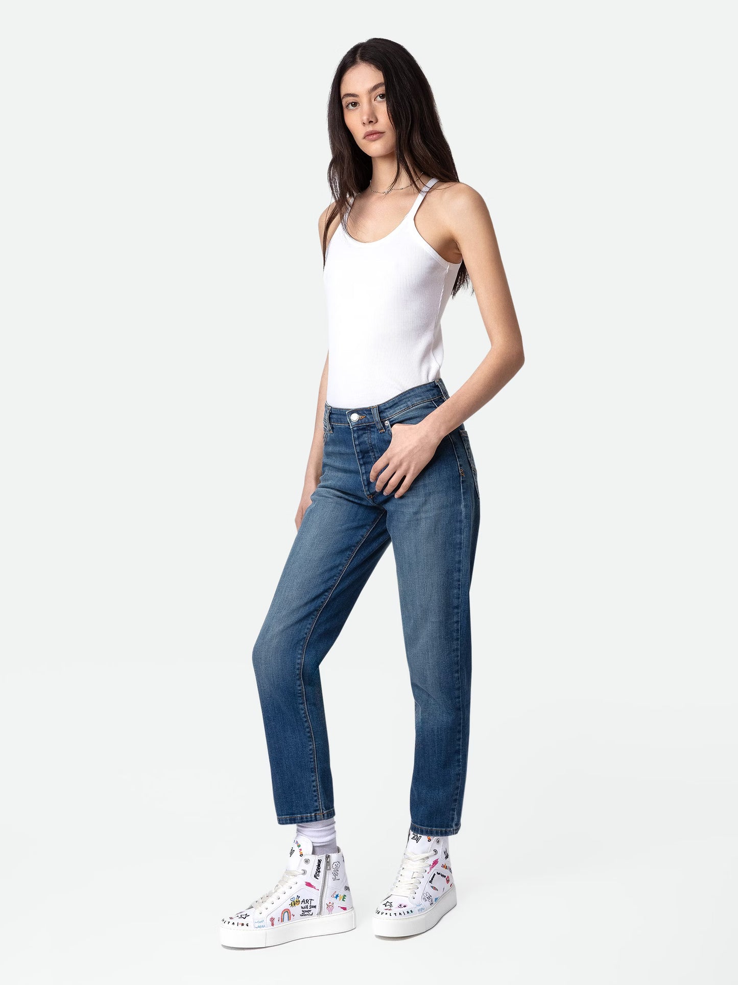 Sneakers Montantes ZV1747 High Flash Chunky baskets blanc femme