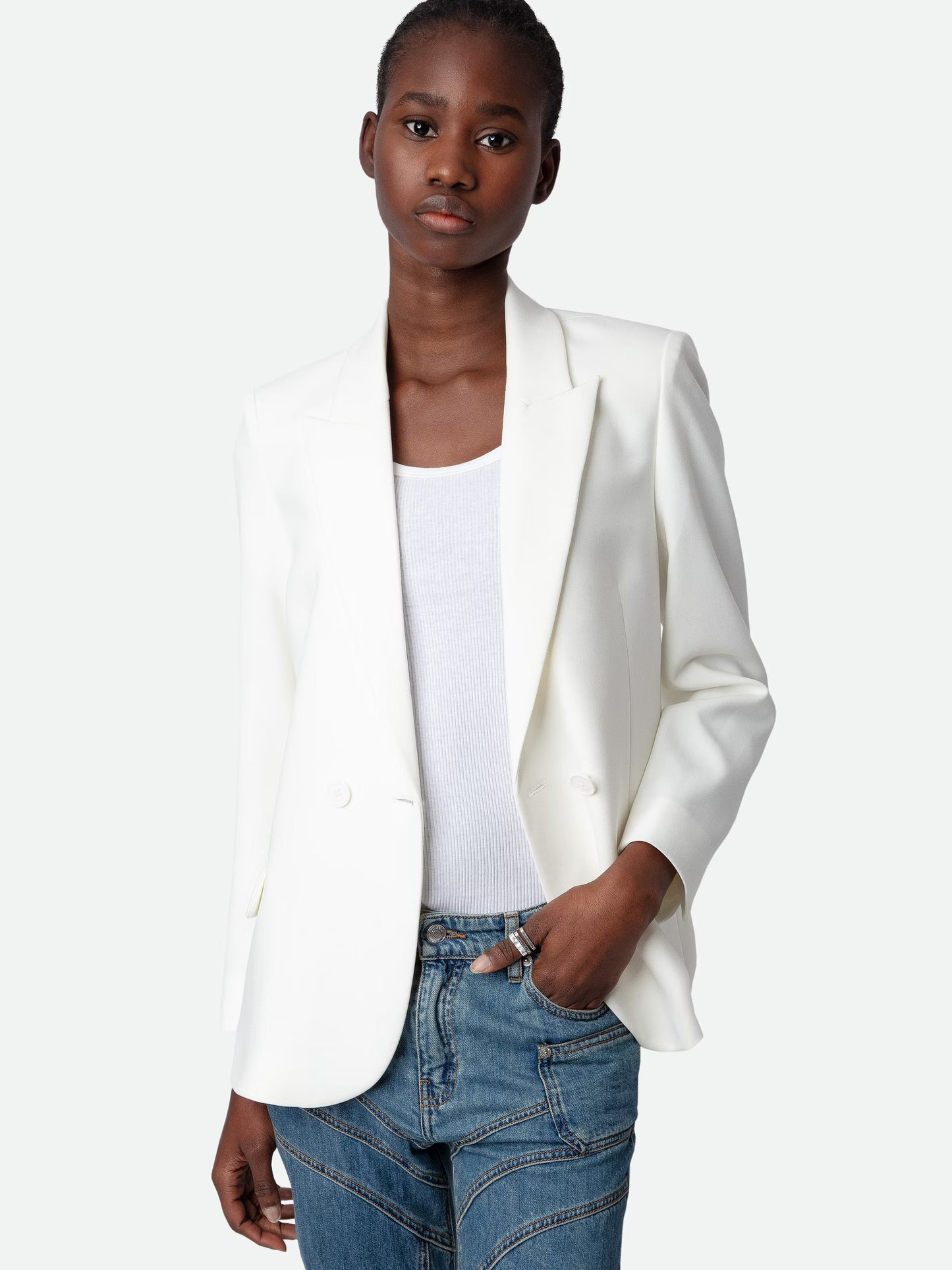 Blazer Visit Peace & Love Strass blazer blanc femme
