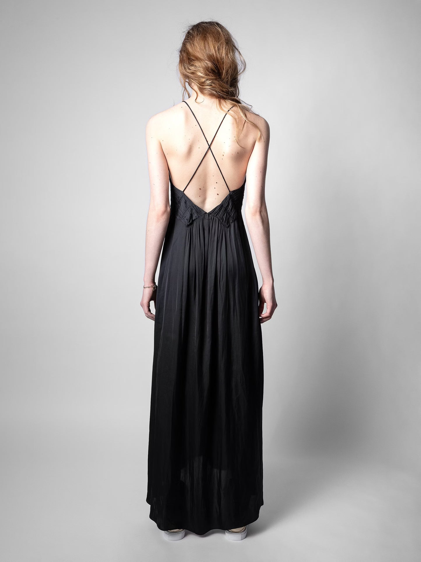 Robe Satin Rayonne robe noir femme