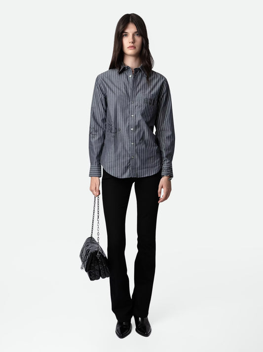 Chemise Taskiz Strass chemise gris femme