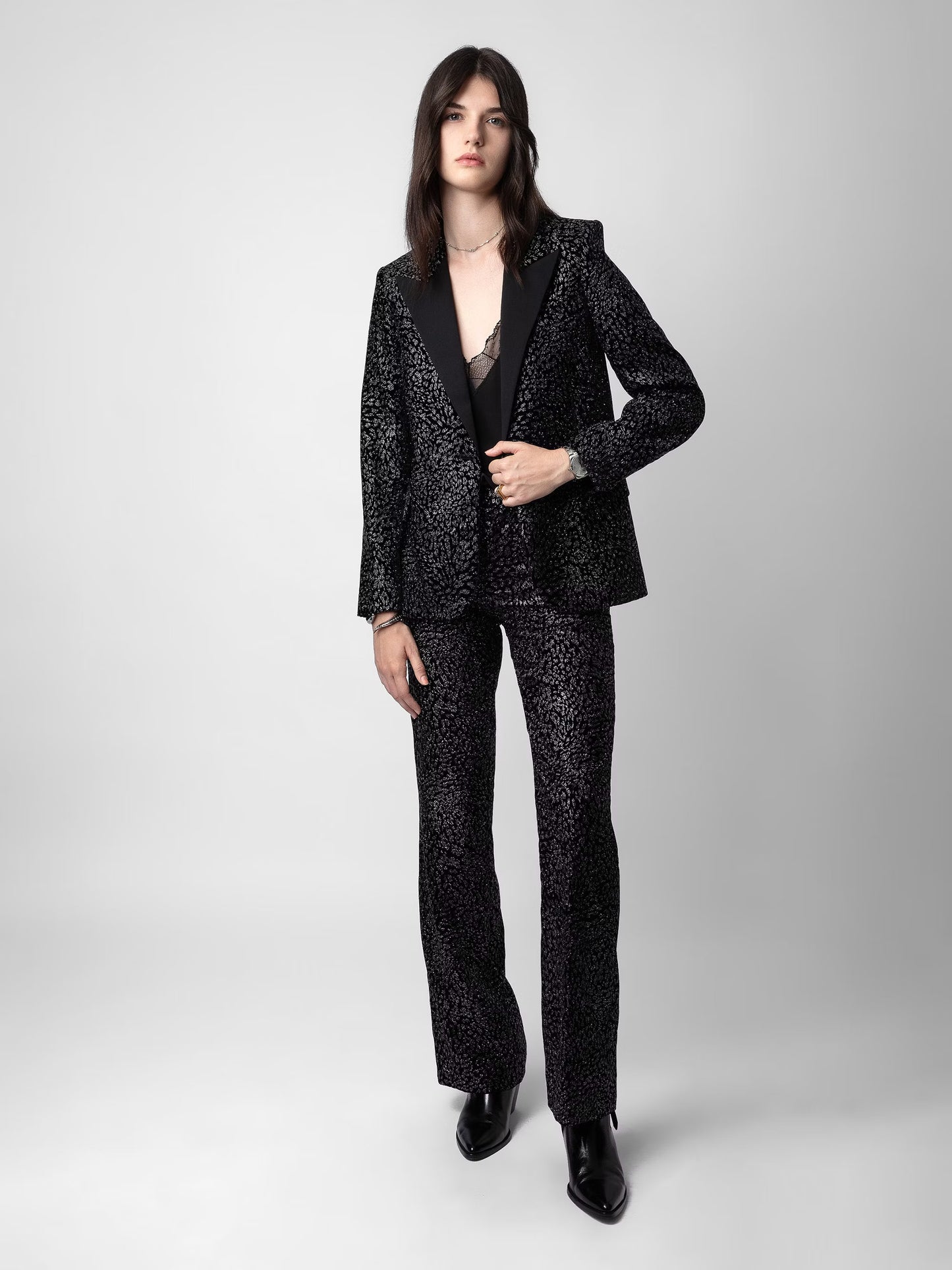 Pantalon Piston Velours pantalon noir femme