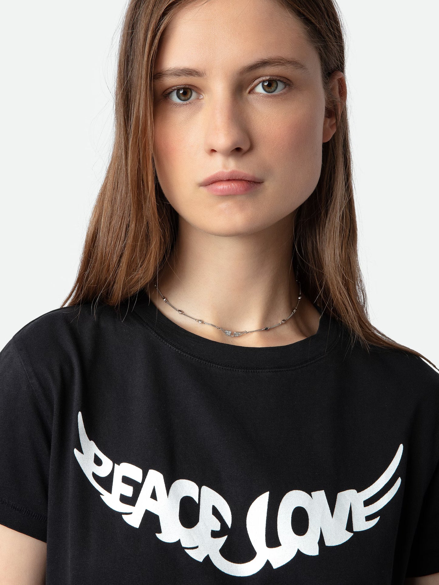 T-shirt Walk Peace & Love t-shirt noir femme
