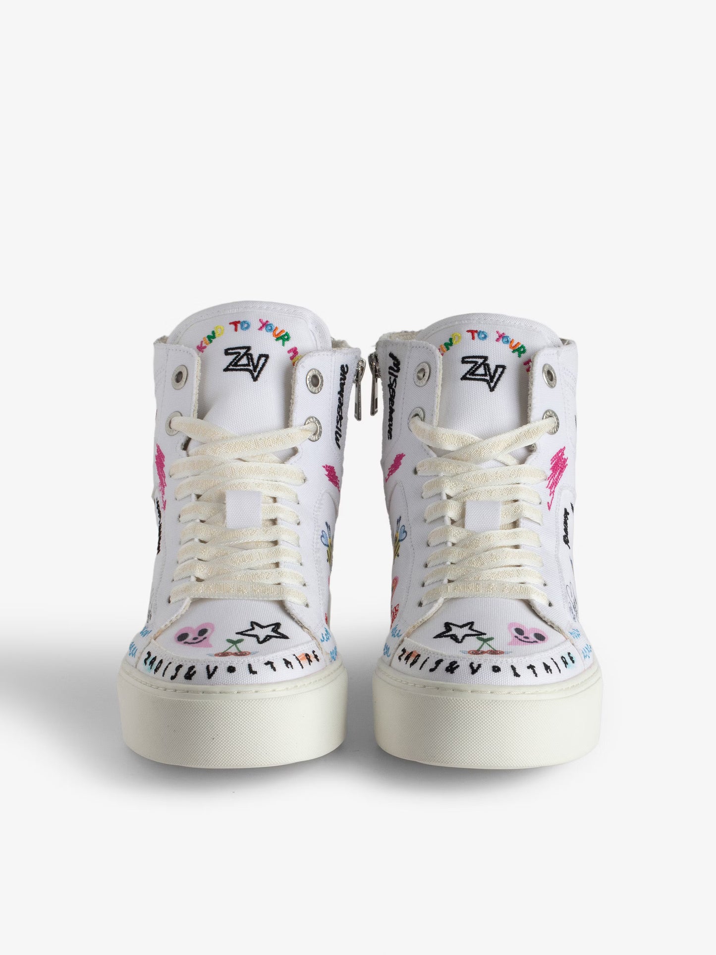 Sneakers Montantes ZV1747 High Flash Chunky baskets blanc femme