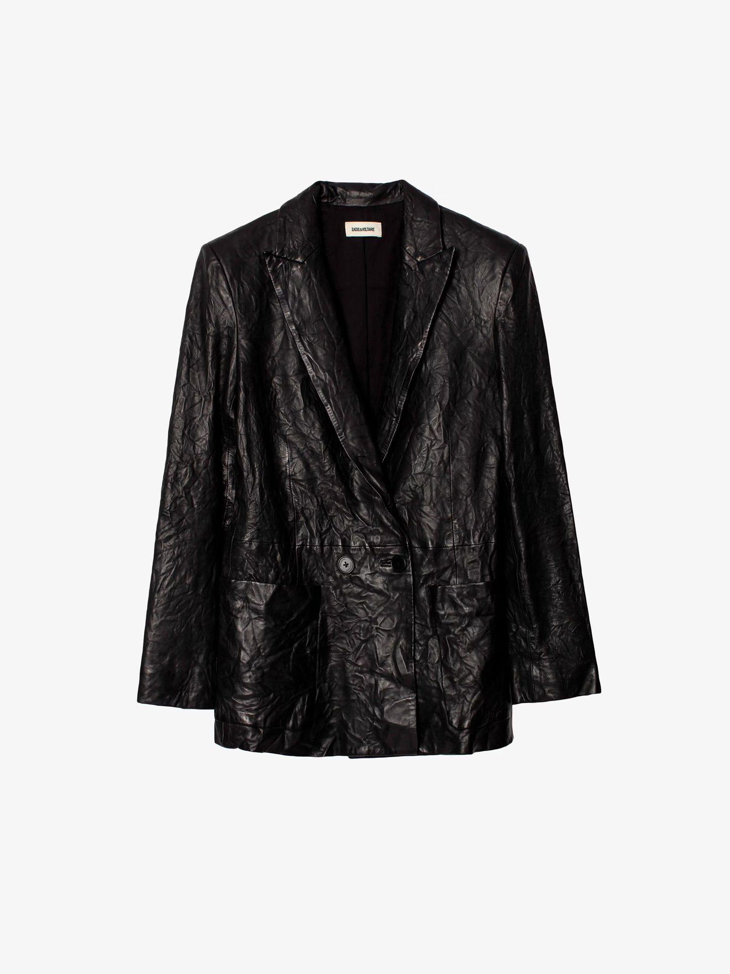 Veste Visko Cuir Froissé blazer noir femme
