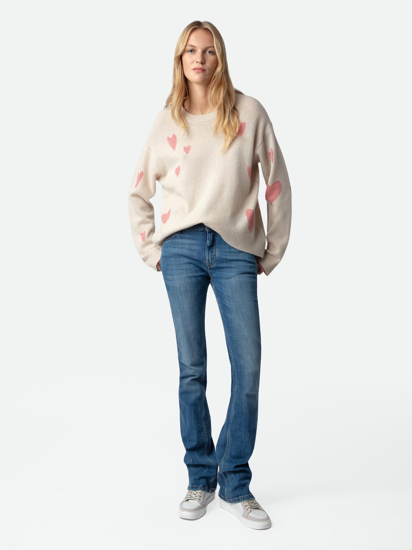 Pull Markus Heart Cachemire pull blanc femme