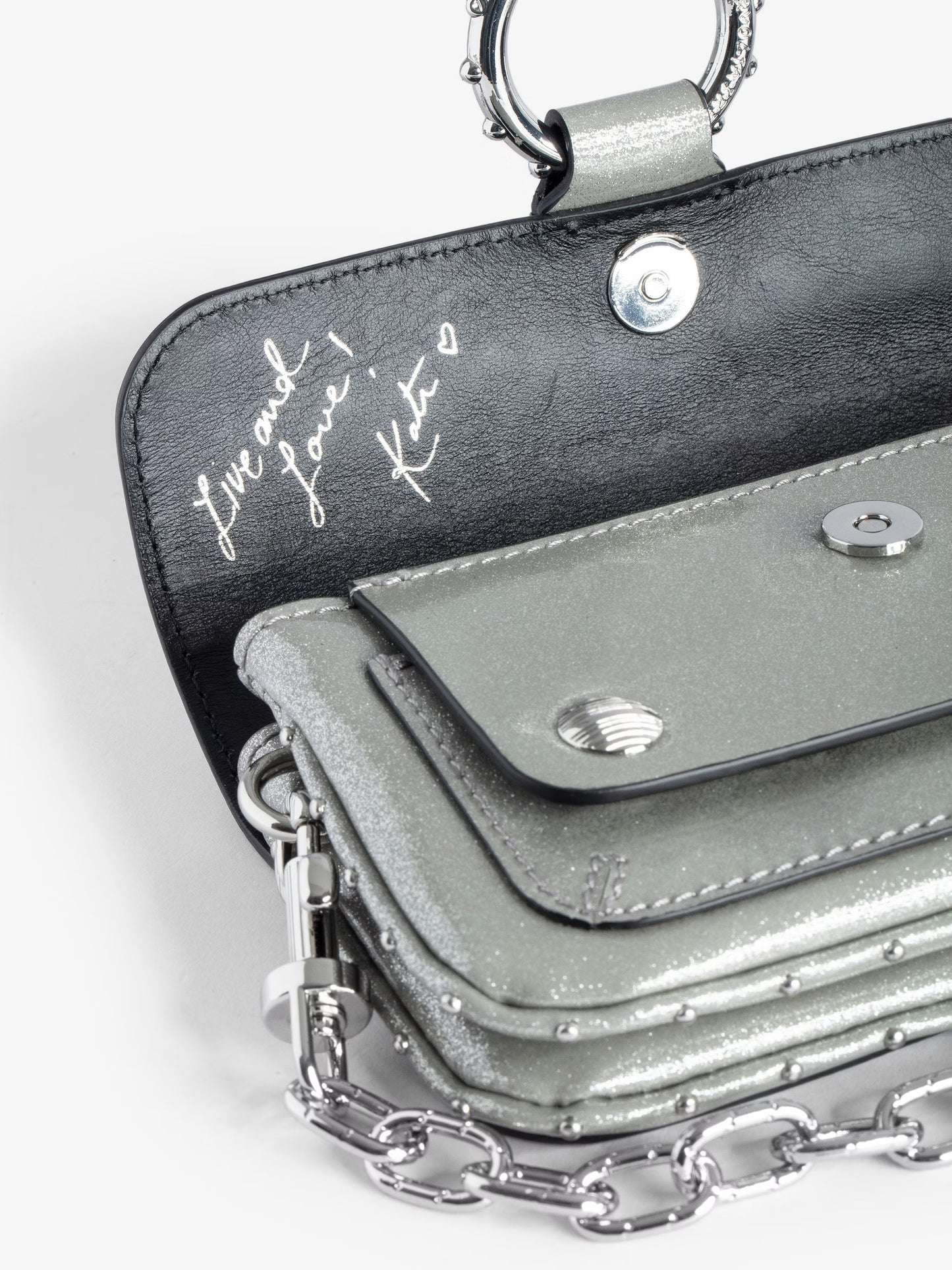 Sac Kate Wallet Métallisé mini sac argent femme