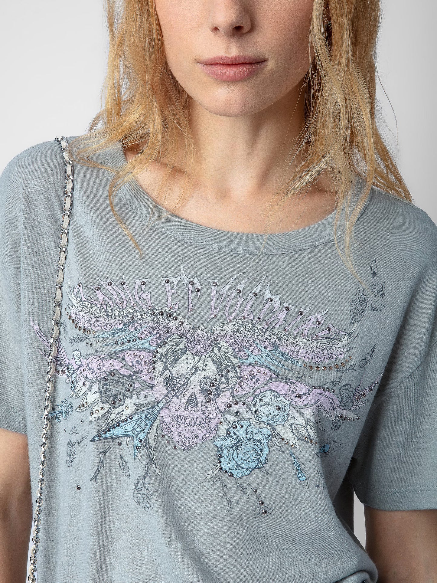 T-shirt Marta Concert Strass t-shirt gris femme