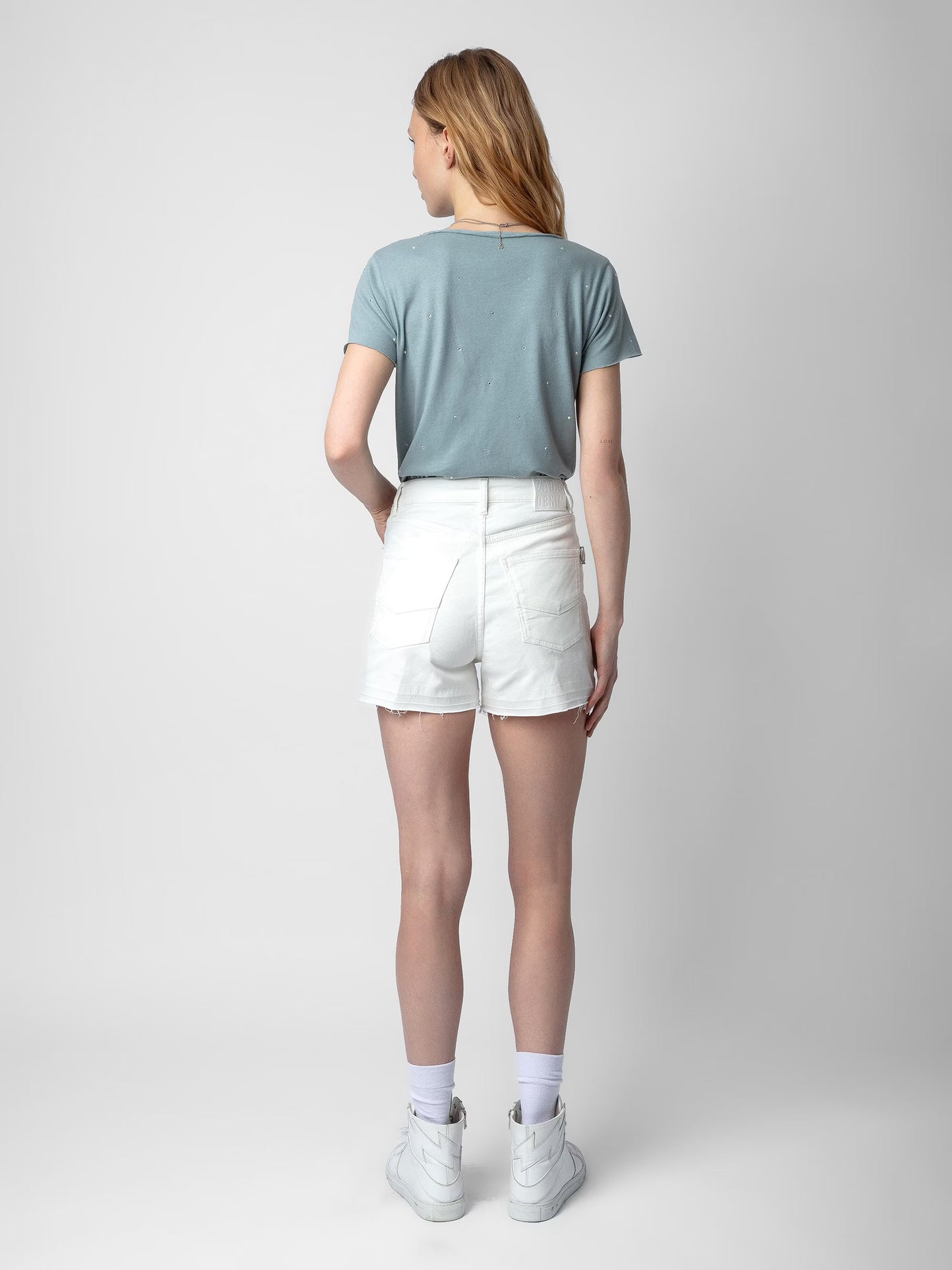 Short Sissi Denim short blanc femme