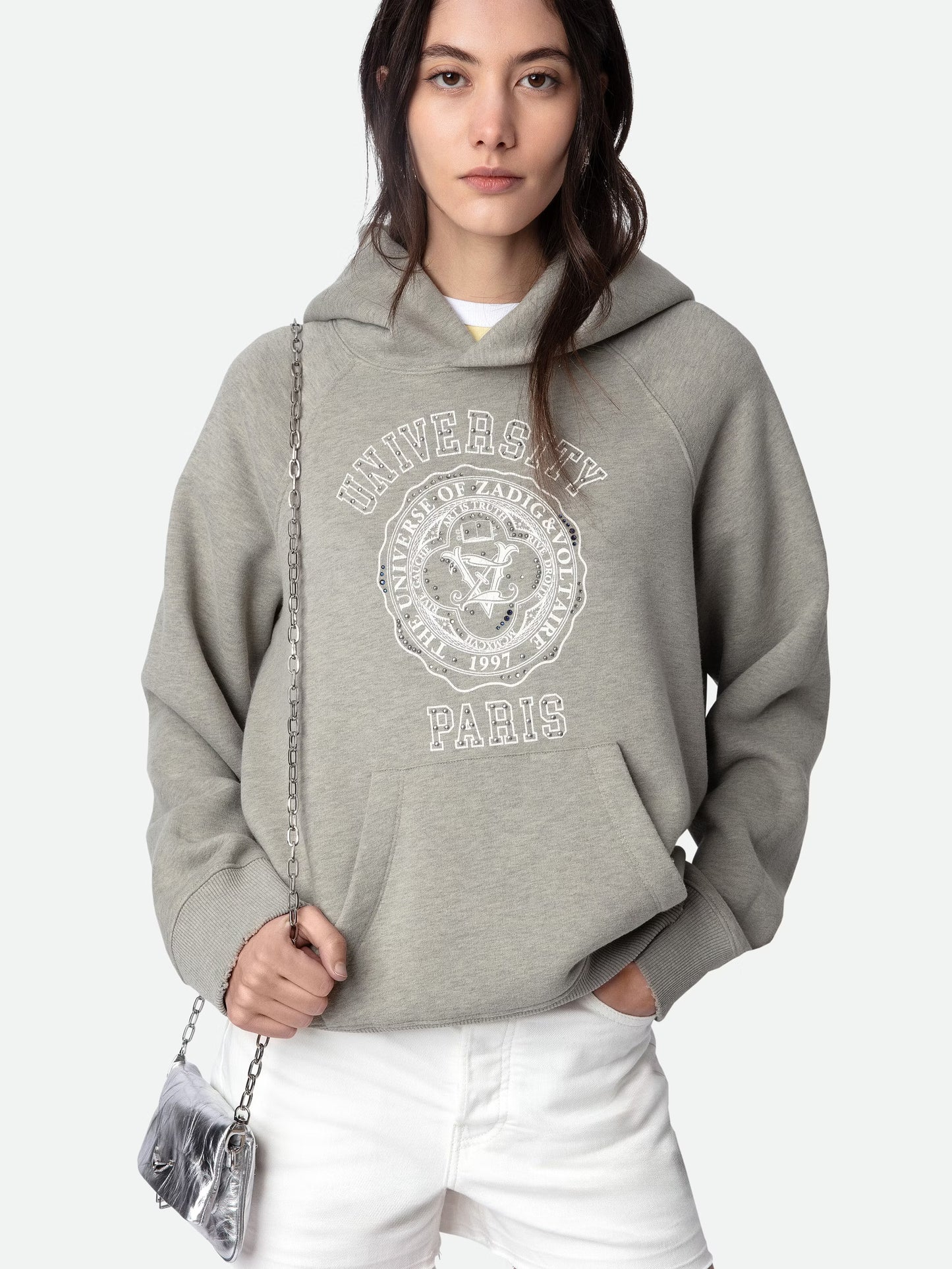 Sweatshirt Georgy Strass sweatshirt kaki femme