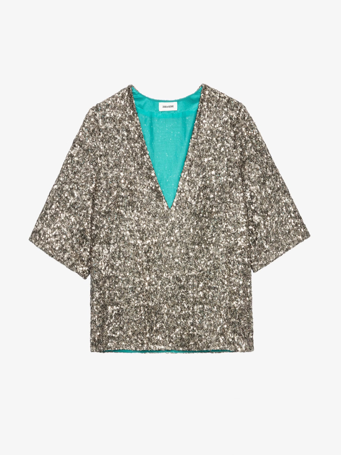 Blouse Tytane Sequins haut marron femme