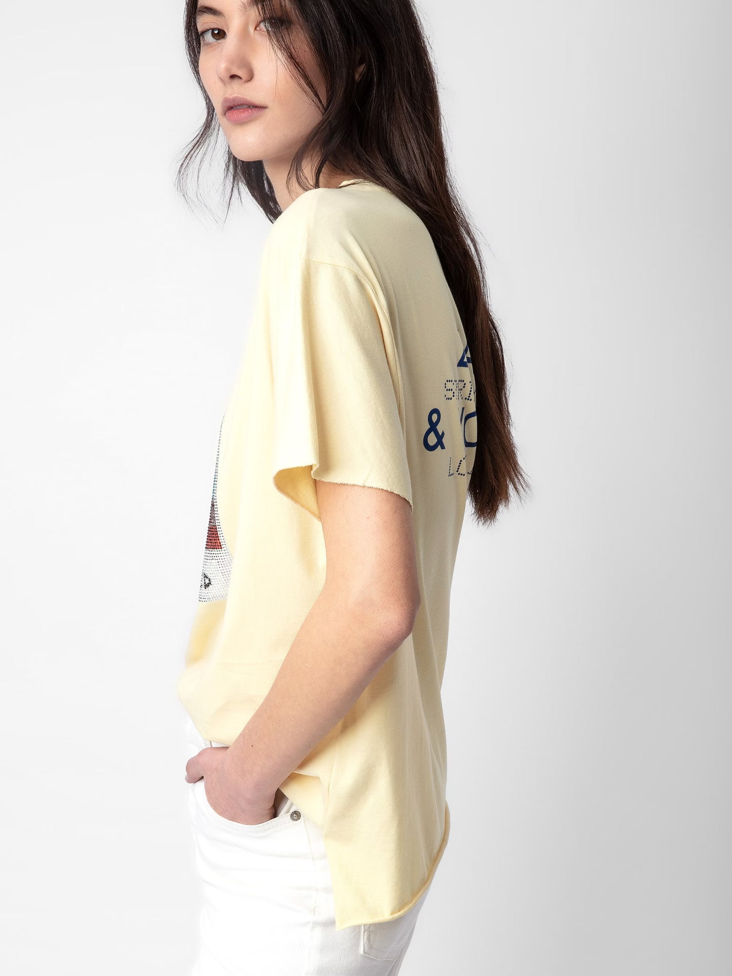 T-shirt Tommer Photoprint Strass t-shirt jaune femme