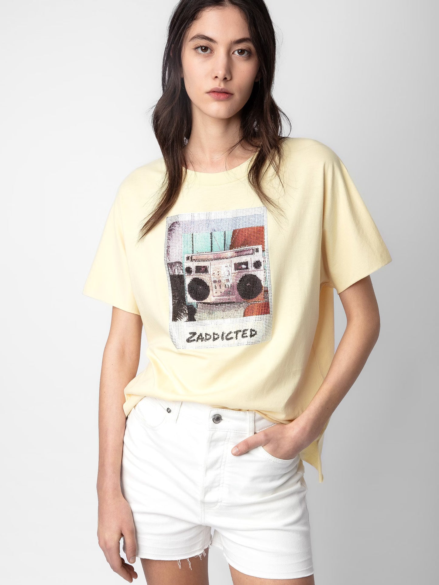 T-shirt Tommer Photoprint Strass t-shirt jaune femme