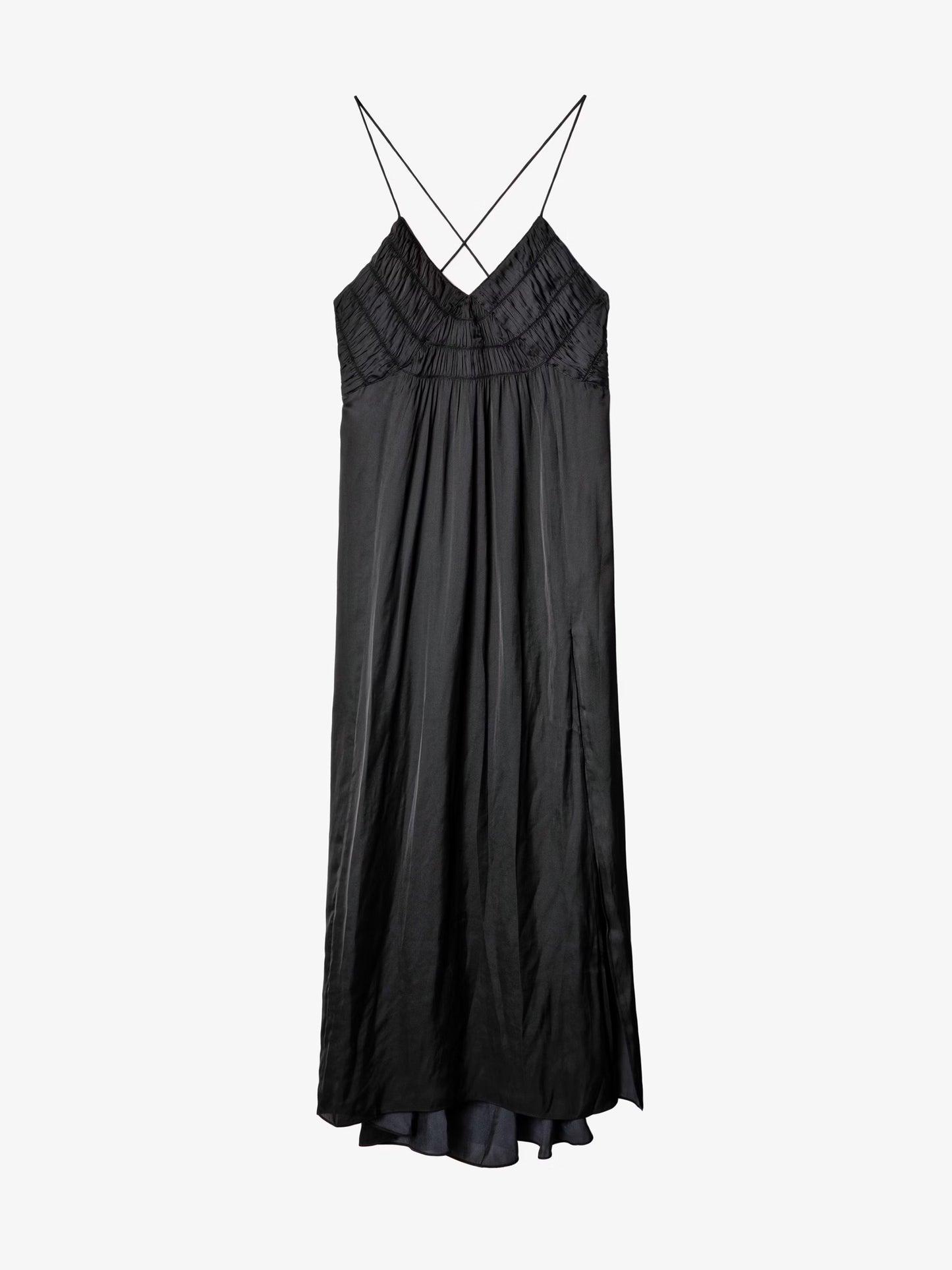 Robe Satin Rayonne robe noir femme
