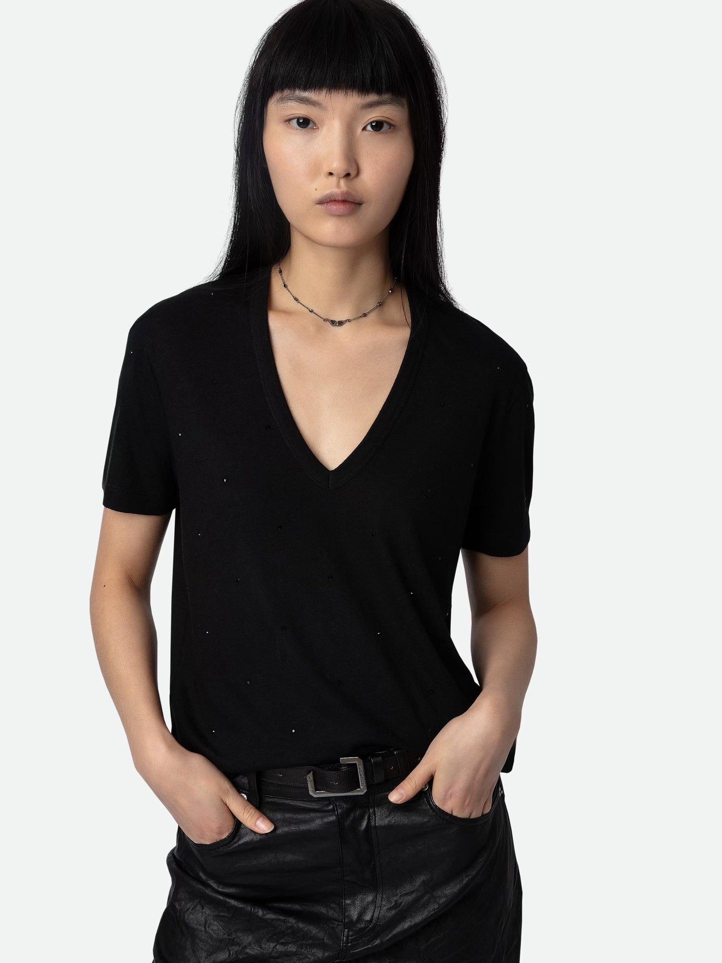 T-shirt Wassa Strass t-shirt noir femme