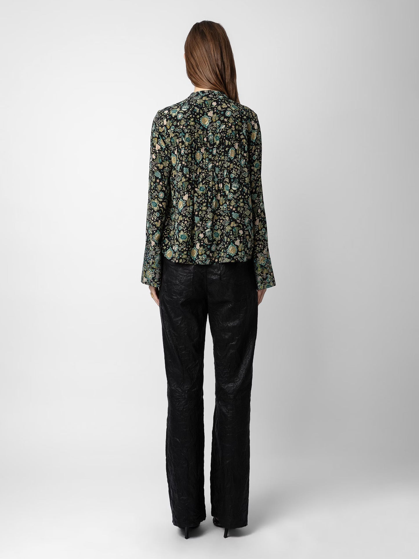 Blouse Taika Strass Soie chemise noir femme