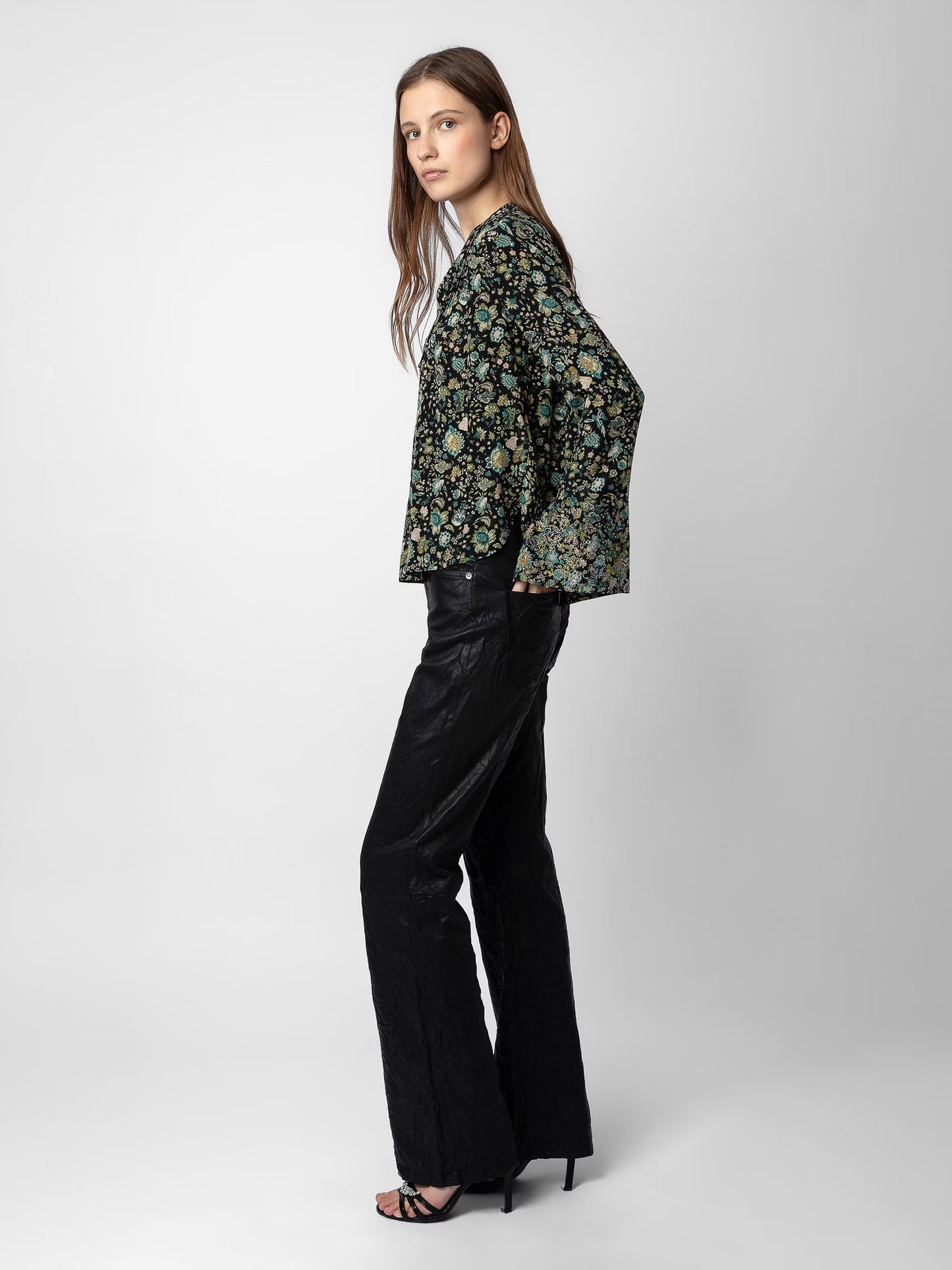 Blouse Taika Strass Soie chemise noir femme