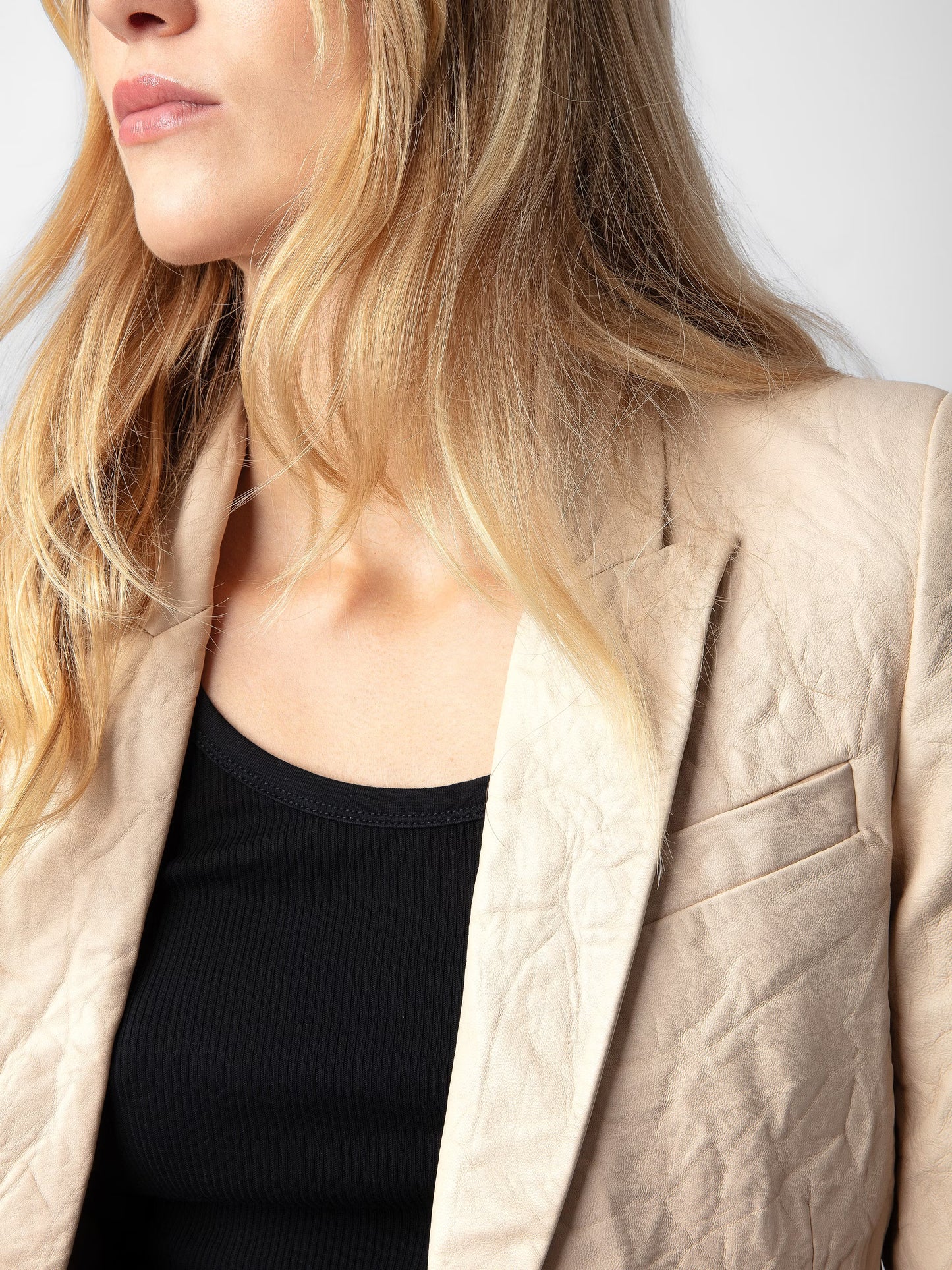 Veste Visko Cuir Froissé blazer rose femme