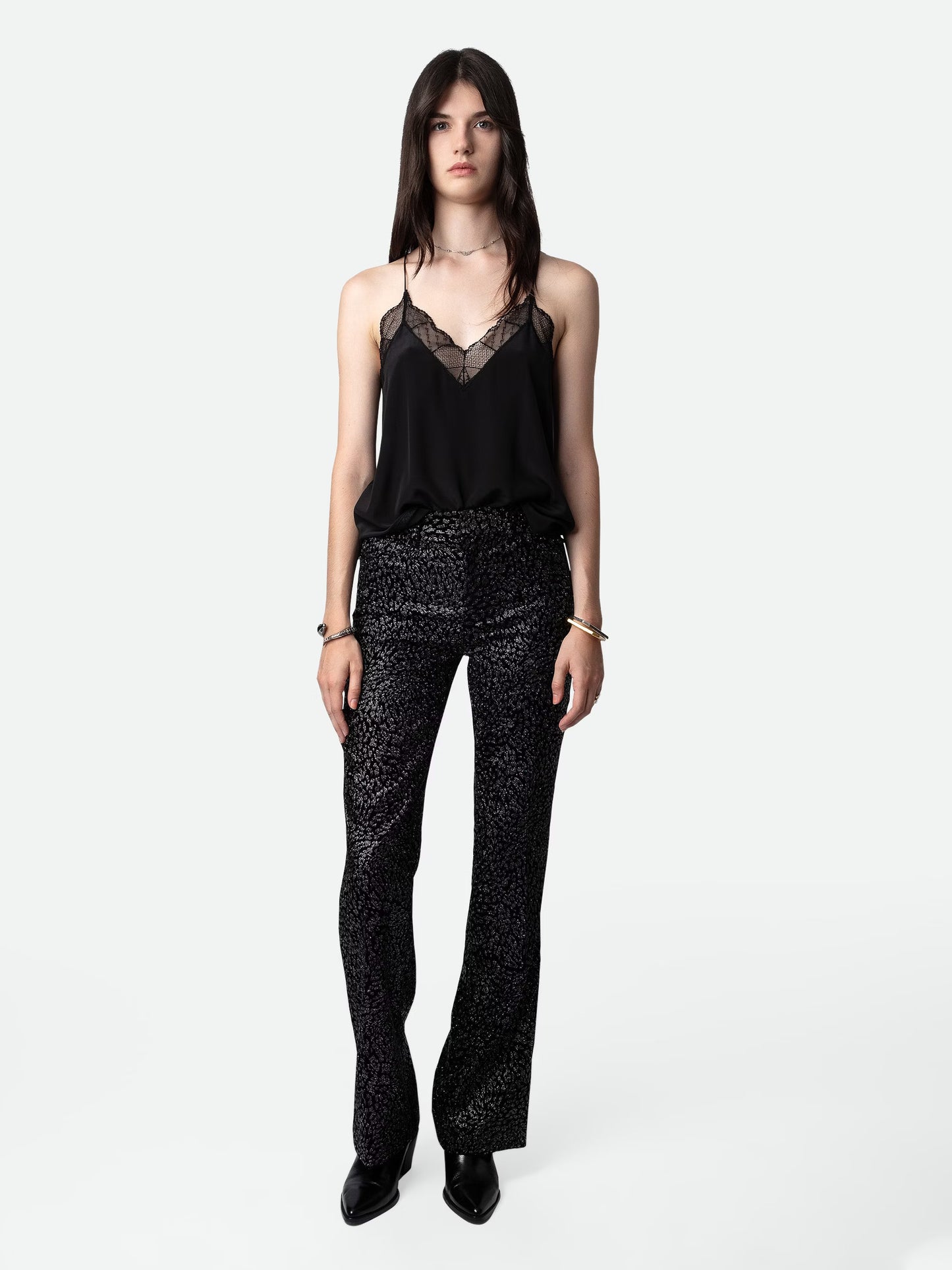 Pantalon Piston Velours pantalon noir femme