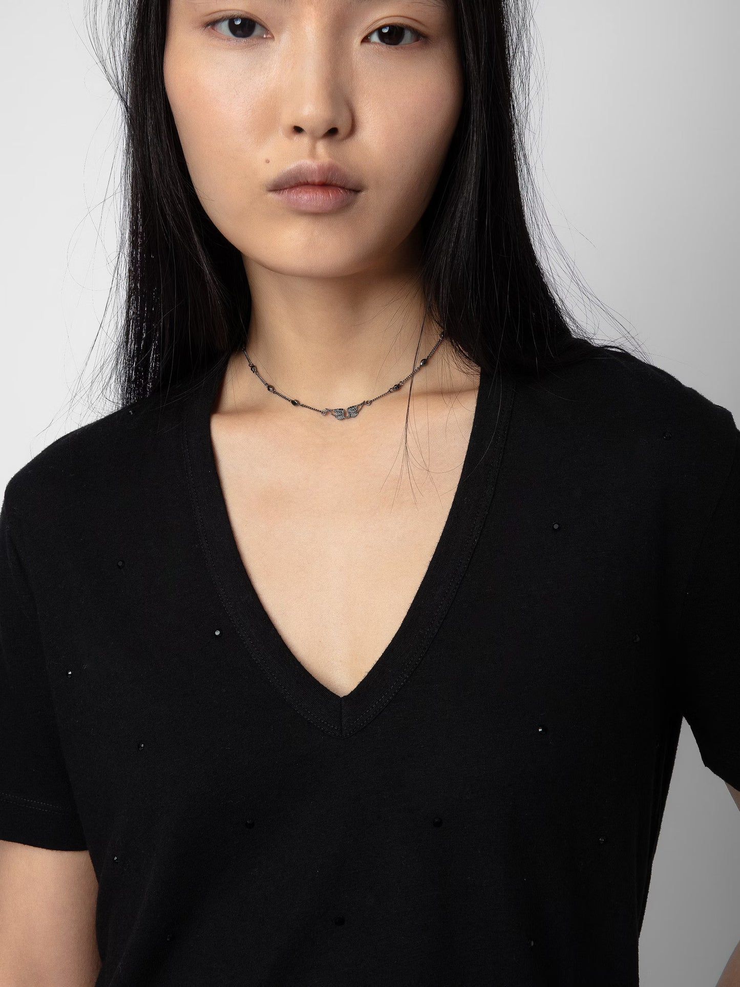 T-shirt Wassa Strass t-shirt noir femme