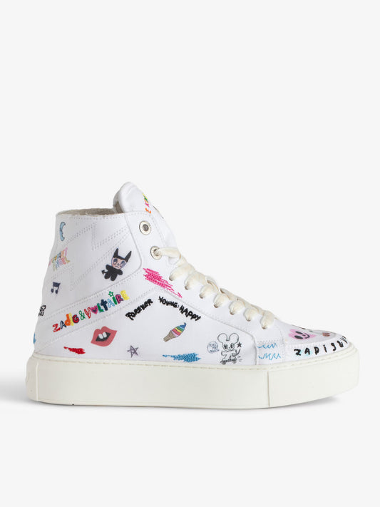 Sneakers Montantes ZV1747 High Flash Chunky baskets blanc femme