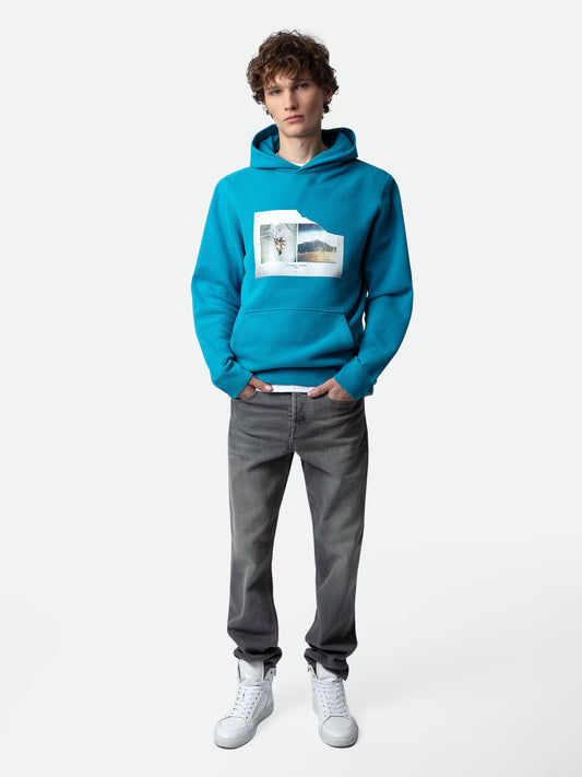 Sweatshirt Sanchi Photoprint sweatshirt bleu homme