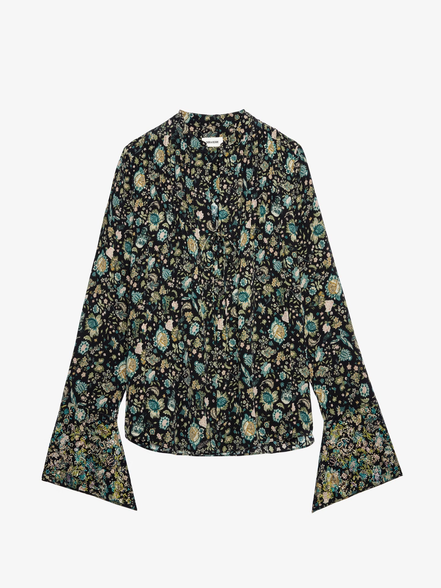 Blouse Taika Strass Soie chemise noir femme