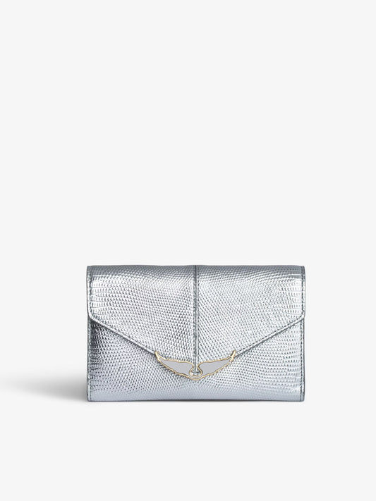 Portefeuille Borderline Embossé Métallisée portefeuille argent femme