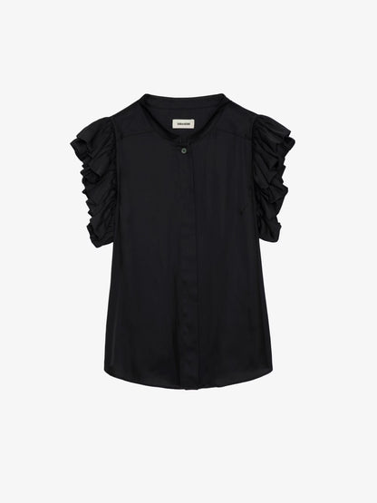 Top Tiza Satin haut noir femme