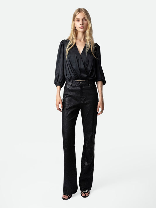 Top Tyfon Satin haut noir femme