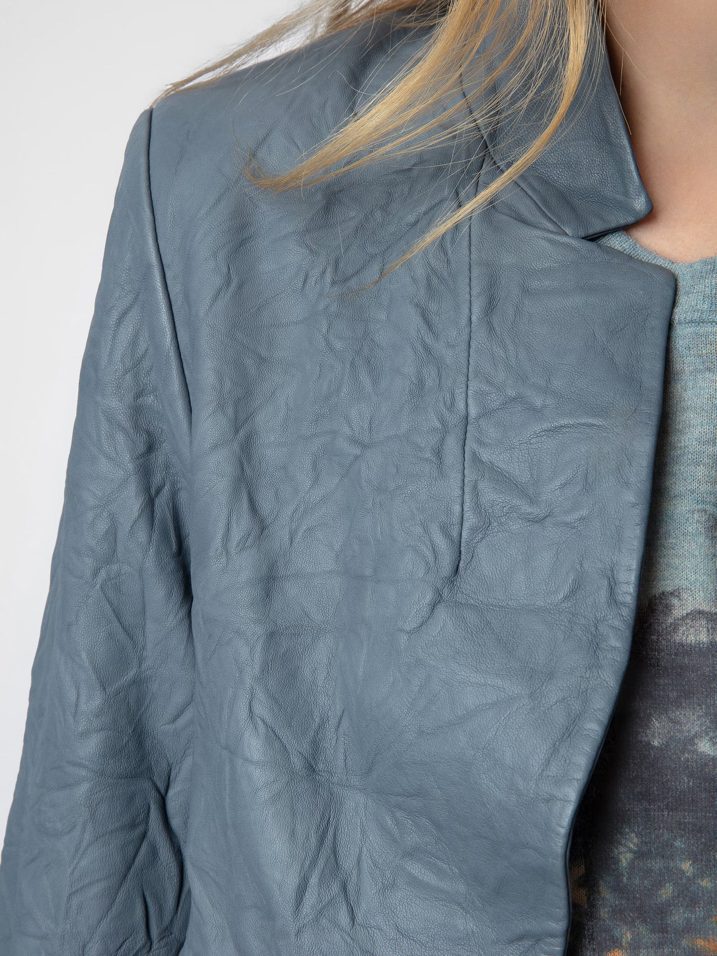 Blazer Verys Cuir Froissé blazer bleu femme