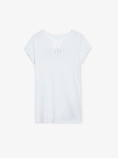 T-shirt Tunisien Amour Strass tunisien blanc femme