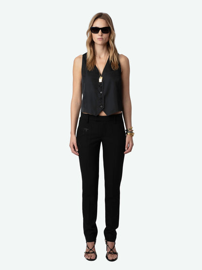 Top Emaux Satin haut noir femme