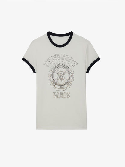 T-shirt Walk University Strass t-shirt blanc femme