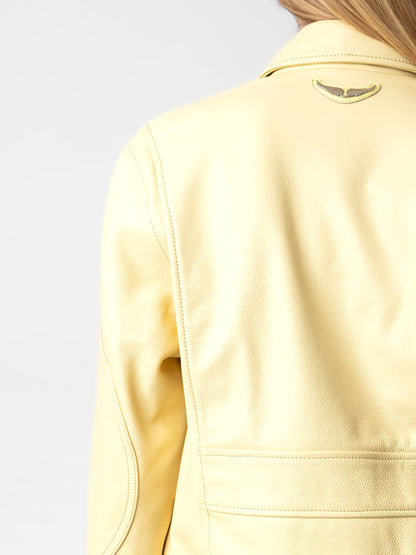 Blouson Kaia Cuir blouson jaune femme