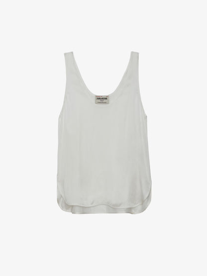 Top Carys Satin haut blanc femme