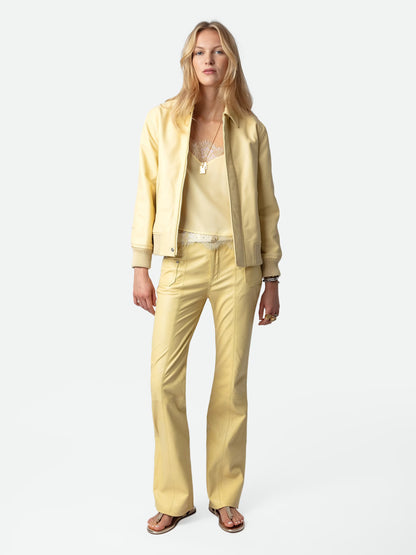 Blouson Kaia Cuir blouson jaune femme