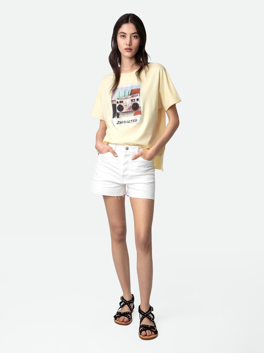 T-shirt Tommer Photoprint Strass t-shirt jaune femme