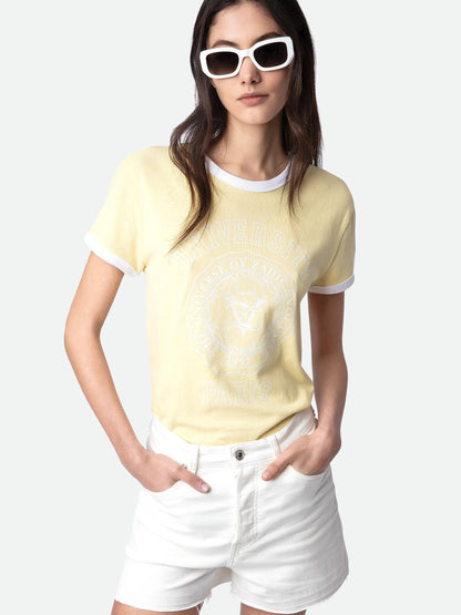 T-shirt Walk University t-shirt jaune femme