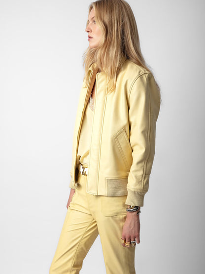 Blouson Kaia Cuir blouson jaune femme