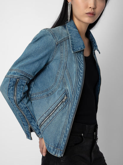 Veste Bons Denim blouson bleu femme