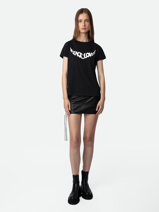 T-shirt Walk Peace & Love t-shirt noir femme